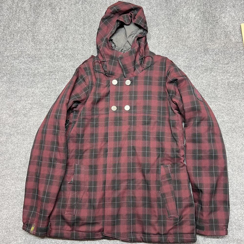 Bonfire Heavenly Jacket Womens Large Red Plaid 15K/10K Hooded Ski Snow Parka